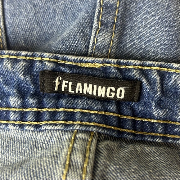 NWT Flamingo Womens Raw Hem Straight Leg Ankle Jeans Distressed Denim Size Large - Picture 5 of 10